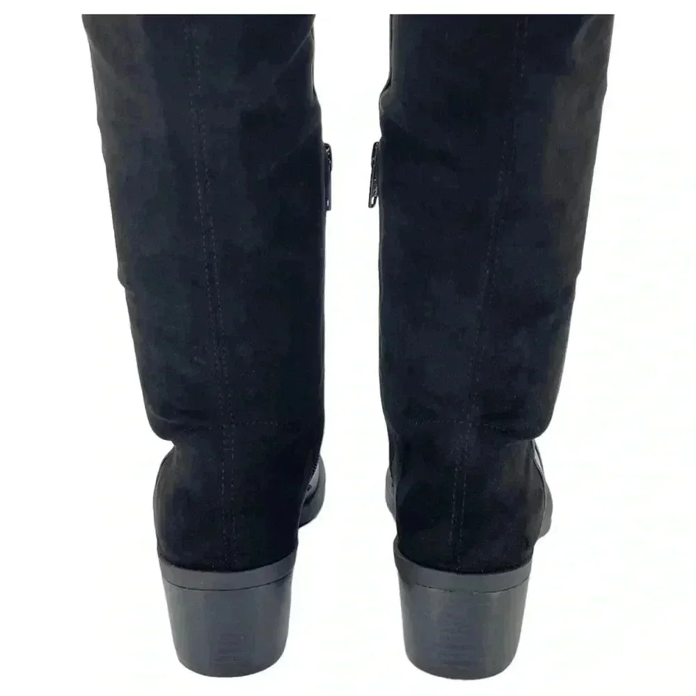 Report Zaria Black Faux Leather & Suede OTK Womens Boots Size 5M